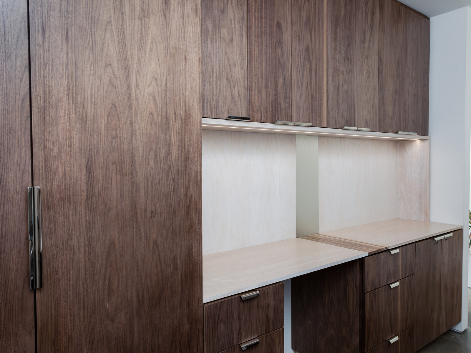 Custom walnut cabinetry